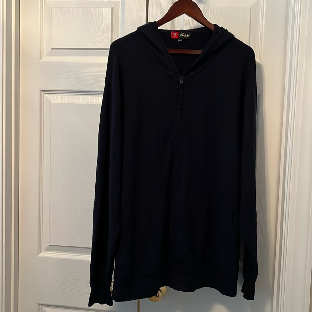 Lightweight navy blue cashmere hoodie
